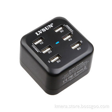 34W 6-port travel USB charger with EU/AU/UK/US/KR plug